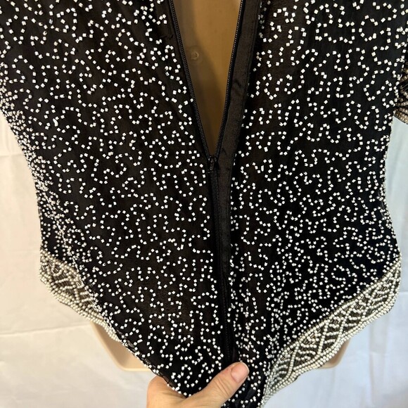 Laurence Kazar Vintage Silk Beaded Embellished Evening Cocktail Blouse Size XL - Picture 6 of 9